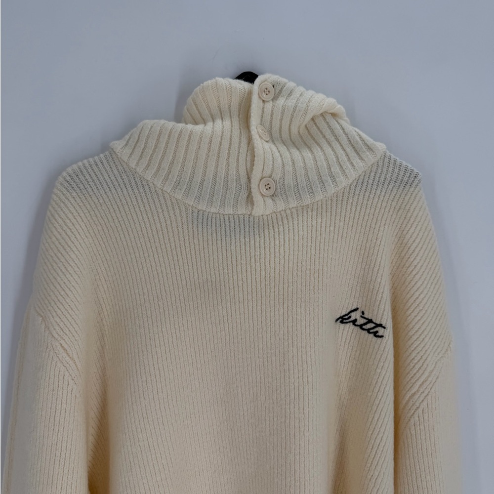 Kith Men’s Lucero Knit Tubular Hood Logo Embroidered Hoodie Sweater In Sandrift